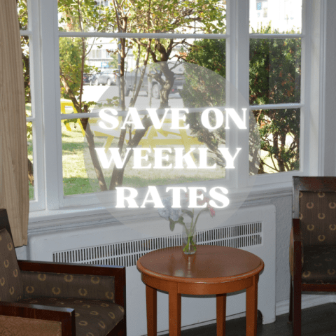 SAVE ON WEEKLY RATES (Instagram Post (Square)) Extended stay discount at 2400 Motel with affordable weekly rates